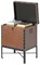Faux Leather Trimmed Lockable Square Lined Storage Trunk, End Table on Metal Stand